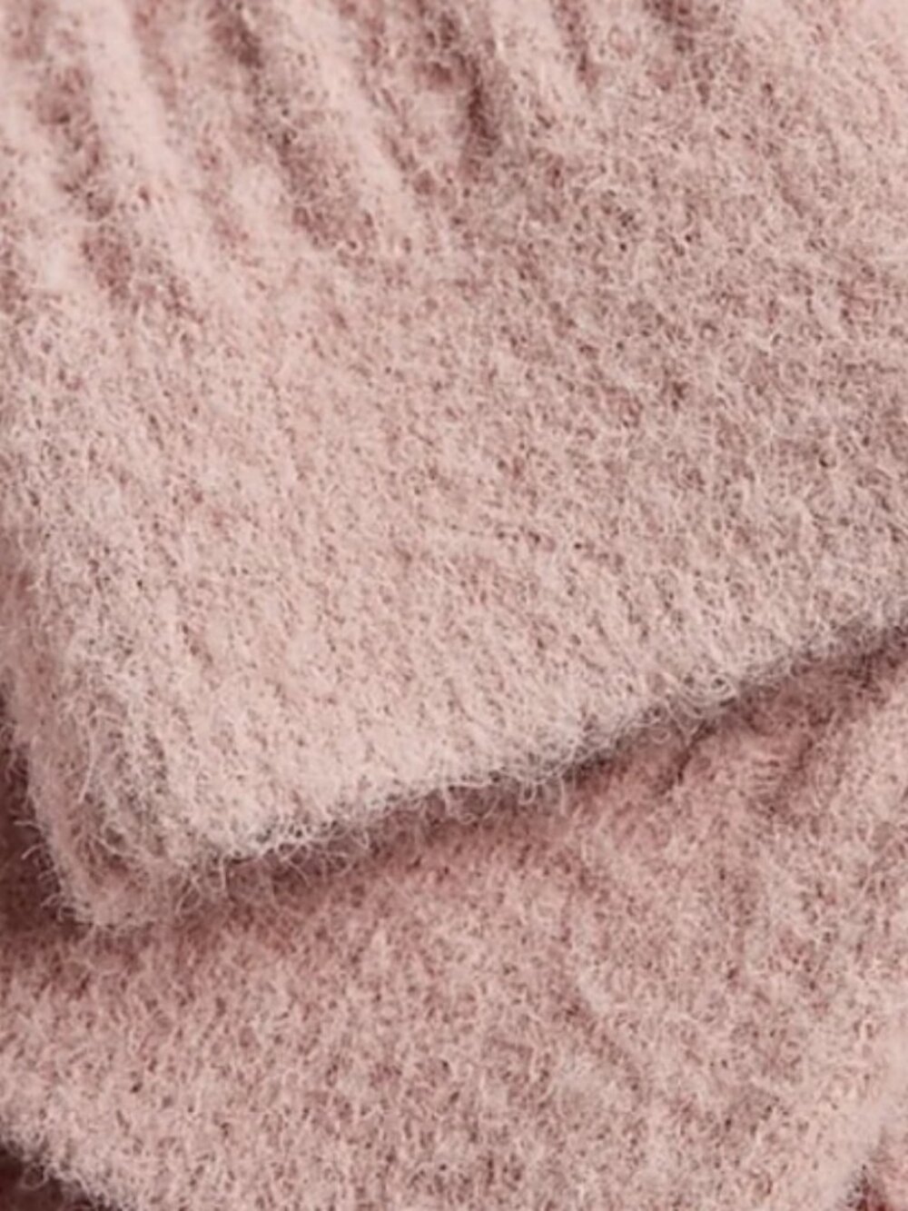 EXPRESS Cable Knit Mock Neck Cropped Sweater Light Pink - Picture 5 of 8